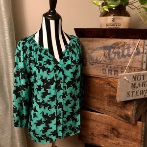 Victoria’s Secret Silk Herringbone Blouse Black